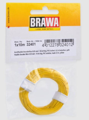 Brawa 32401 Decoder Wire 0,05 mm², 10 m Ring, Yellow