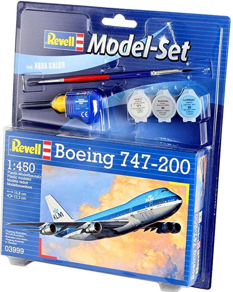 Revell 63999 1:450 MS Boeing 747-200, With Colors, Brush And Glue