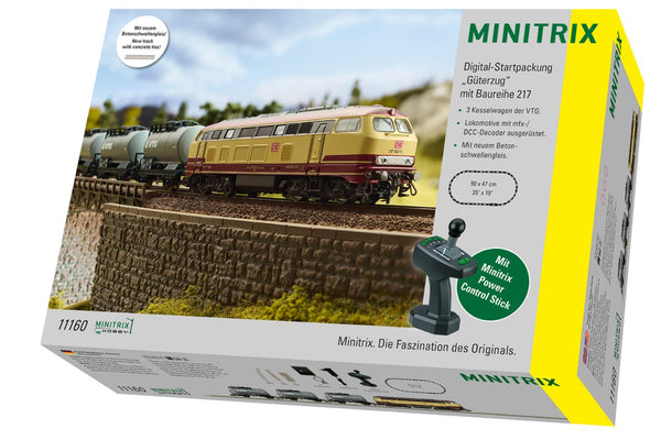 Minitrrix T11160 11160 N Startset Digital Freight Train With Class 217 Diesel Engine With TEE-Colors And 3 Freight Cars, Ep V DB
