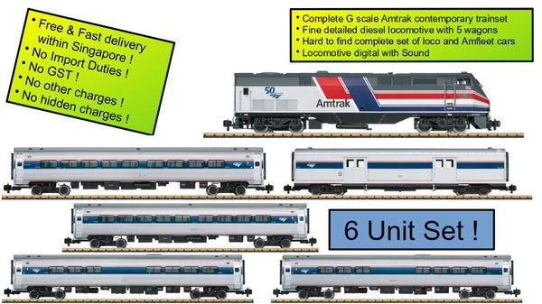 LGB L20493 20493 srbu G Trainset With Diesel Loco Class P42 And 5 Passenger Coaches, With DCC/Sound/Lights, Ep VI Amtrak USA +++ For pick up at shop only +++