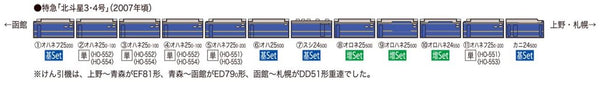 Tomix 96198bu srbu H0 Complete Trainset ‚Hokutosei‘ With Electric Locomotive PM Class EF81 And 12 Passenger Cars Type 24/25, Ep IV JR, 13pcs