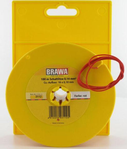 Brawa 03112 3112 Wire 0,14mm², 100m Drum, Red
