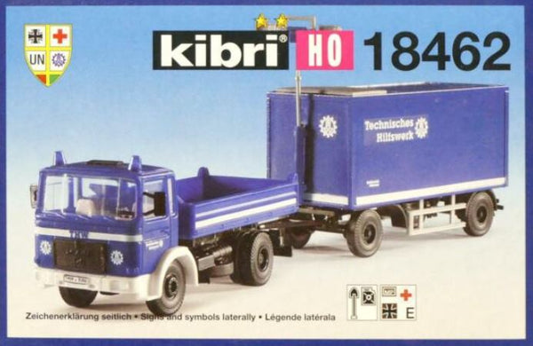 kibri 18462 H0 THW MB Truck With Floodlight Trailer