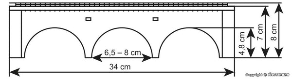 kibri 39722 H0 Stone Arch Bridge With Ice Breaking Pillars, Curved, Single Track