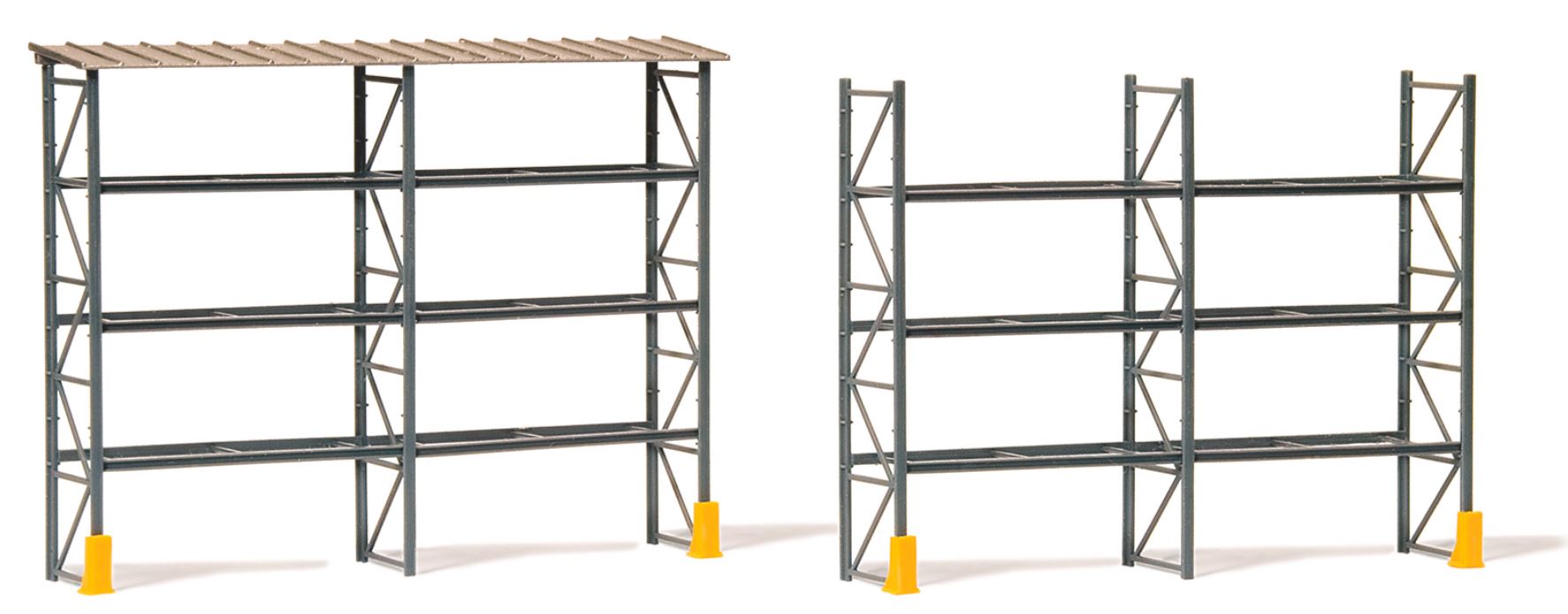 Preiser 17125 H0 Industrial Pallet Racking For 48 Euro-Pallets, With Roofing