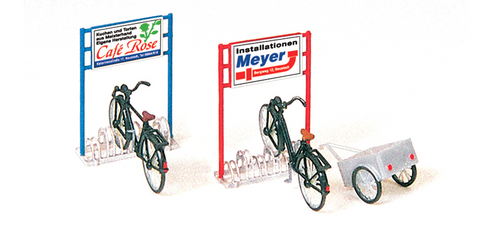 Preiser 17163 H0 Bicycle Parking, 2 Bicycles  And 1 Trailer