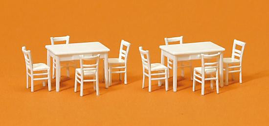 Preiser 17217 2 H0 Tables 8 Chairs Material Color White