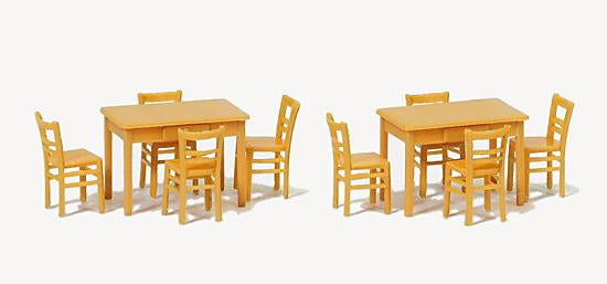 Preiser 17218 H0 2 Tables 8 Chairs Material Color White