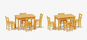Preiser 17218 H0 2 Tables 8 Chairs Material Color White