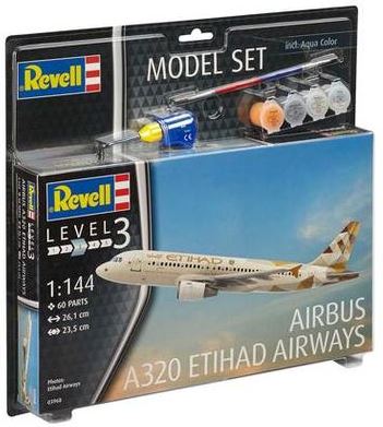 Revell 63968 1:144 MS Airbus A320 Etihad, With Colors, Brush And Glue