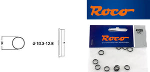Roco 40069 H0 Spare Parts Traction Tyre Set, Rubber Wheels 10.3-12.8mm, 10pcs