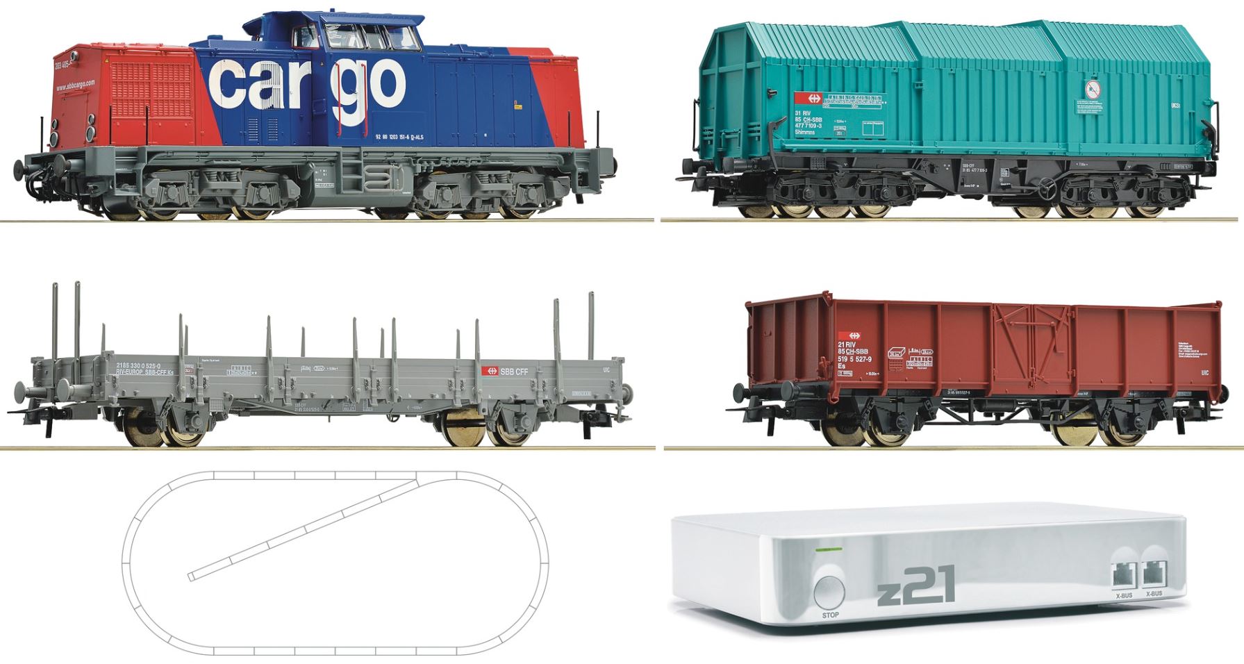 Roco 41503 H0 Startset Freight Train Ep VI SBB, Digital, 2500x1000 mm