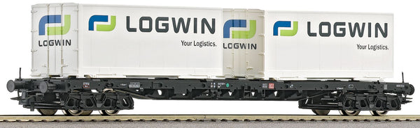 Roco 62507 srbu H0 Trainset With Electric Locomotive BR 185.2, 6 LOGWIN Containers, 3 Container Carriers, Ep V HectorRail