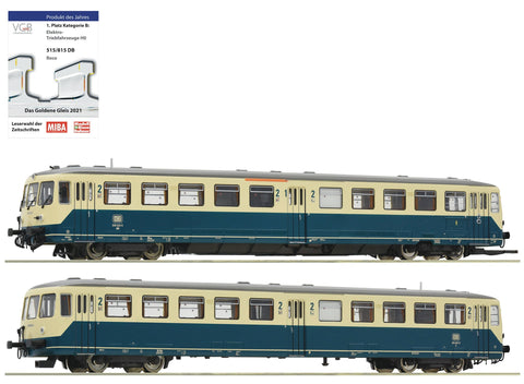 Roco 72083 H0 Accumulator railcar class 515 and control cab car, DB