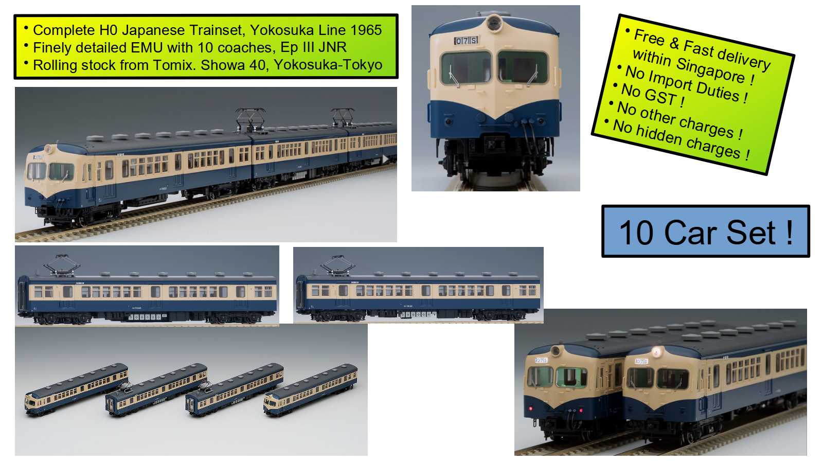 Tomix 59038 srbu H0-9038 Trainset EMU Class Series 70 On Yokosuka Line, Ep III 1965 JNR, 10pcs