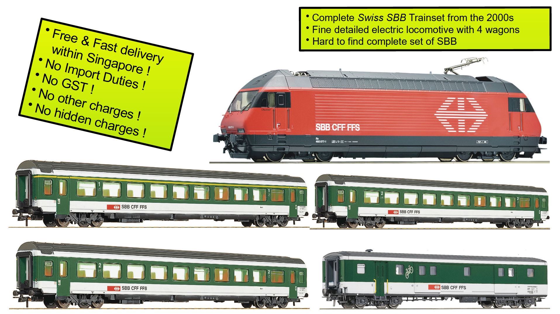 Roco 72396 srbu H0 Swiss Trainset With Locomotive And 4 Cars from Ep V, the 2000s, SBB CFF FFS