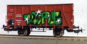 Tillig 76519 srgr H0 Box Car, Ep II, Manually Painted With Graffiti