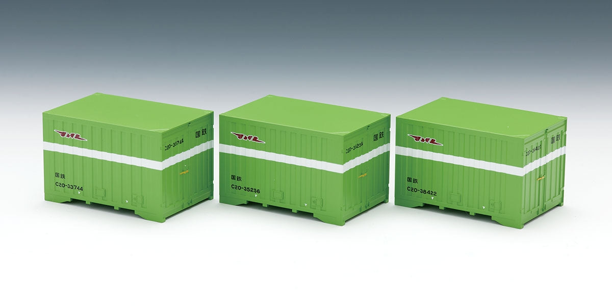 Tomix 53128 3128 H0-3128 1:80 Container Type C20, Green, JNR, 3pcs